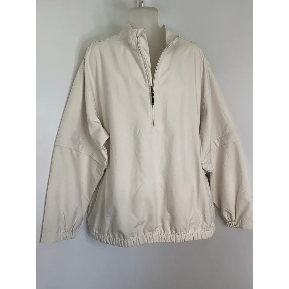 Cutter & Buck CB Windtek Half Zip Ivory Golf Jacket Men's 2XB/2TG Zipped Pockets